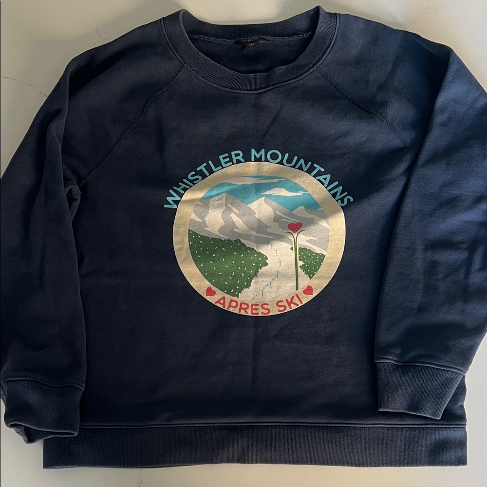 J. Crew Navy Whistler Mountains Apres Ski Graphic Crewneck Sweatshirt